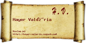 Hayer Valéria névjegykártya