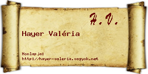 Hayer Valéria névjegykártya